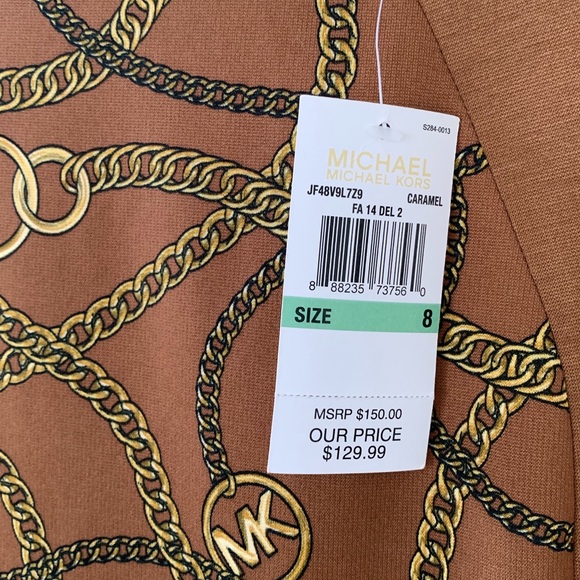 Michael Kors Gold Chain Print Dress, NWT Size 8 - Picture 5 of 8